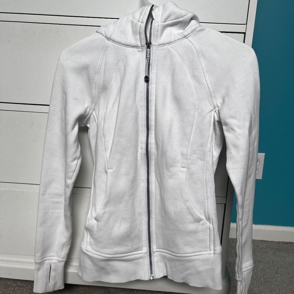 lululemon athletica Tops - Lululemon White Scuba Zip-Up Sweatshirt